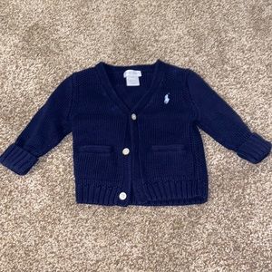 Ralph Lauren navy baby cardigan. Size 9 month